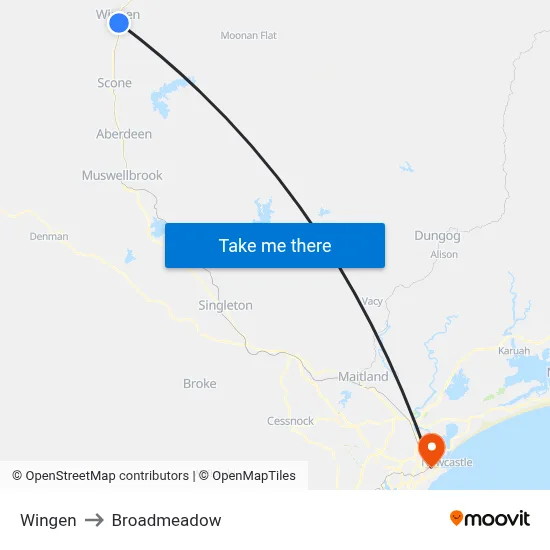 Wingen to Broadmeadow map