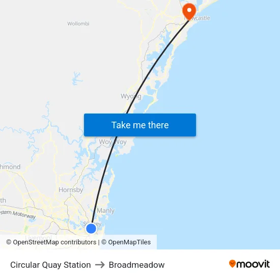 Circular Quay Station to Broadmeadow map