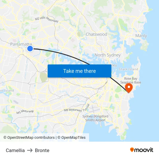 Camellia to Bronte map