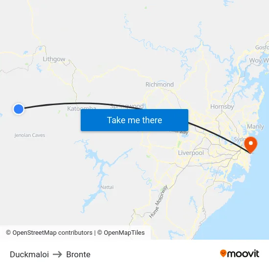 Duckmaloi to Bronte map