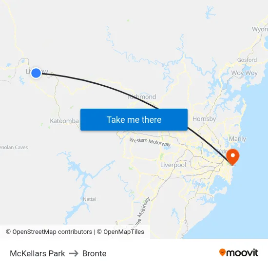 McKellars Park to Bronte map