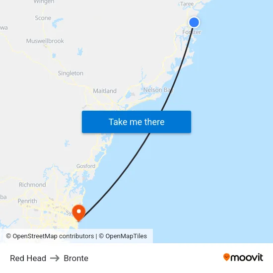 Red Head to Bronte map