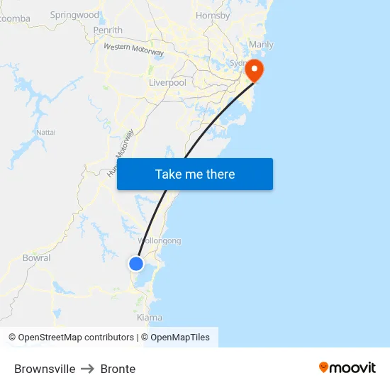Brownsville to Bronte map