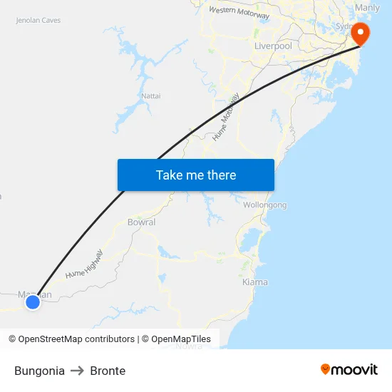 Bungonia to Bronte map