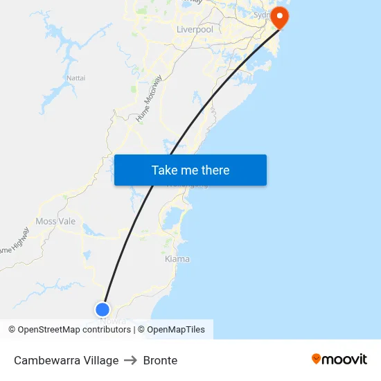 Cambewarra Village to Bronte map
