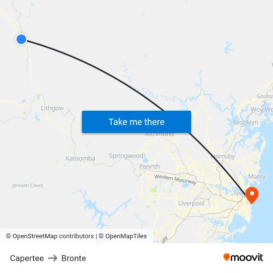 Capertee to Bronte map