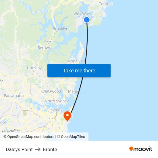 Daleys Point to Bronte map