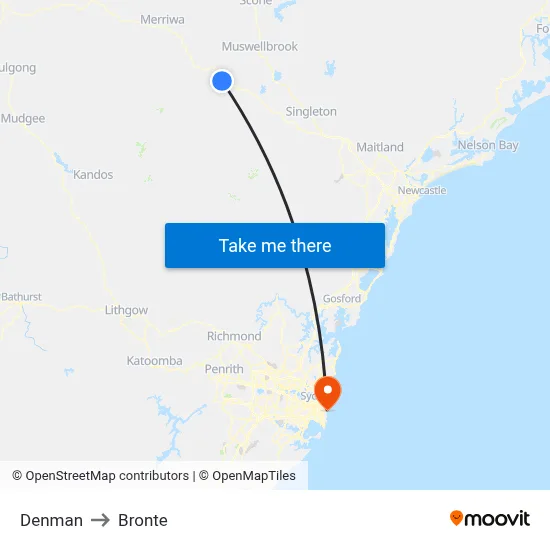 Denman to Bronte map