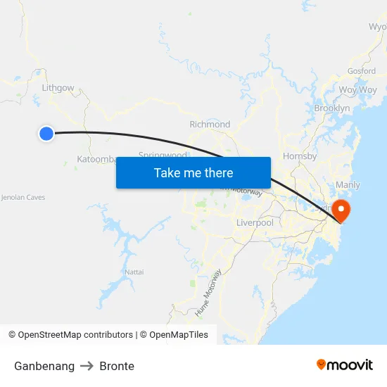 Ganbenang to Bronte map