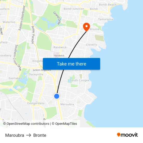 Maroubra to Bronte map