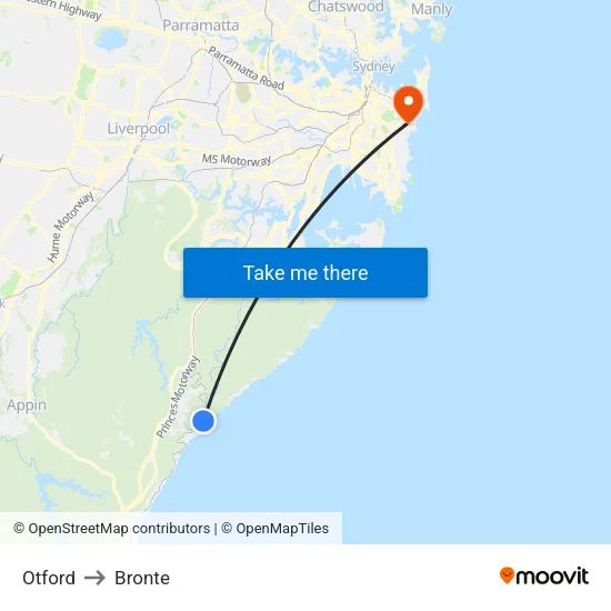 Otford to Bronte map