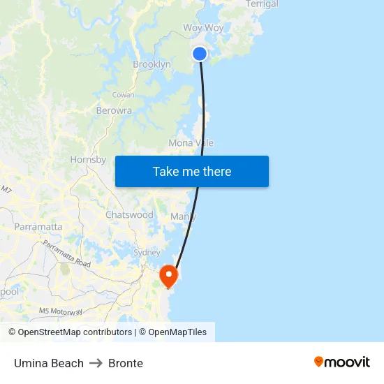 Umina Beach to Bronte map