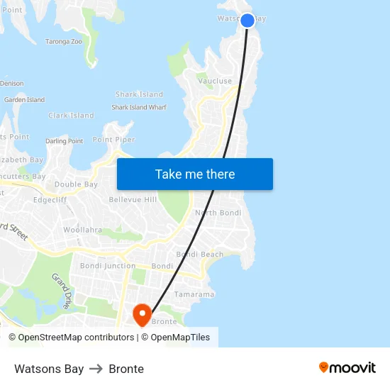 Watsons Bay to Bronte map