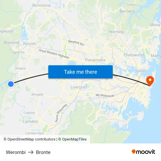 Werombi to Bronte map