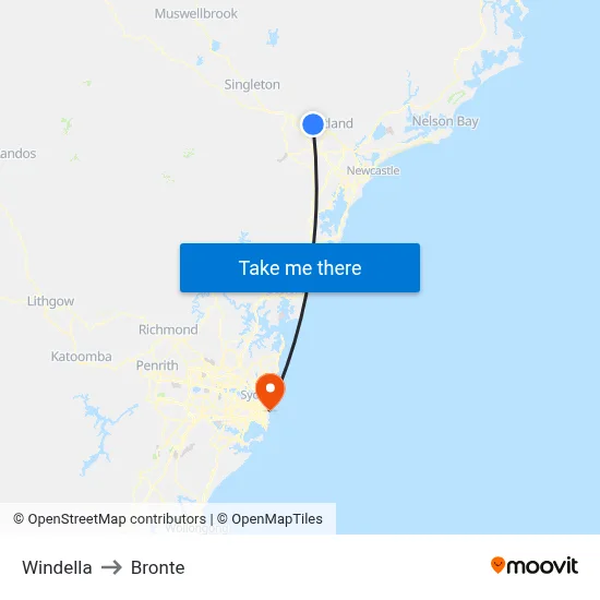 Windella to Bronte map