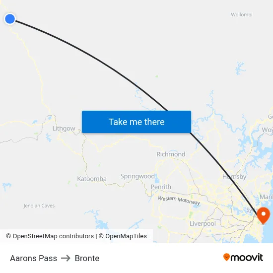 Aarons Pass to Bronte map