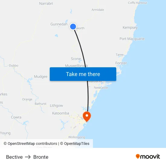 Bective to Bronte map