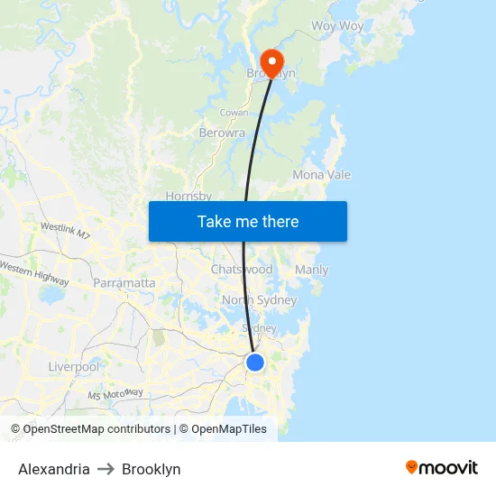 Alexandria to Brooklyn map