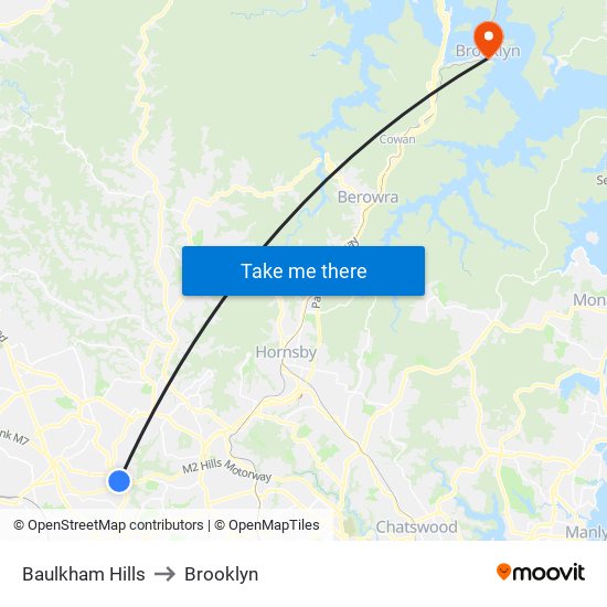 Baulkham Hills to Brooklyn map