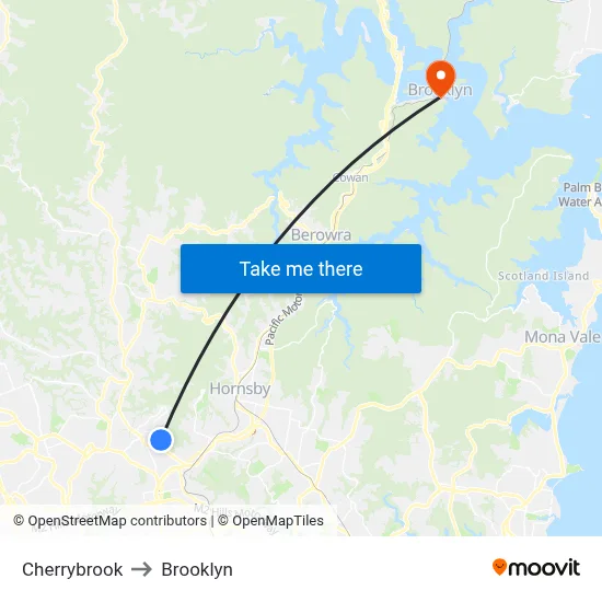 Cherrybrook to Brooklyn map