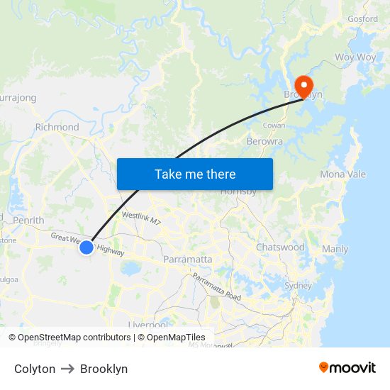 Colyton to Brooklyn map