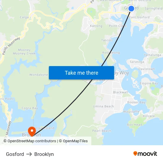 Gosford to Brooklyn map