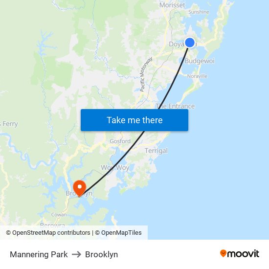 Mannering Park to Brooklyn map