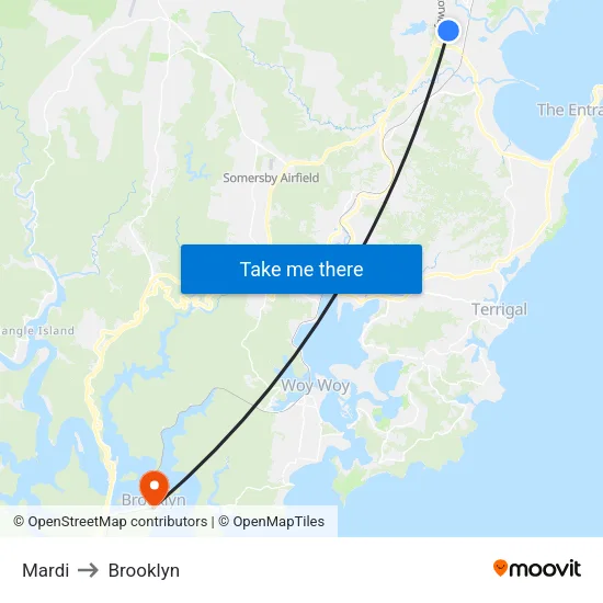 Mardi to Brooklyn map