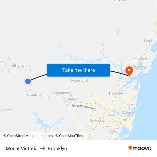 Mount Victoria to Brooklyn map