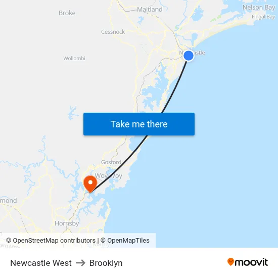 Newcastle West to Brooklyn map