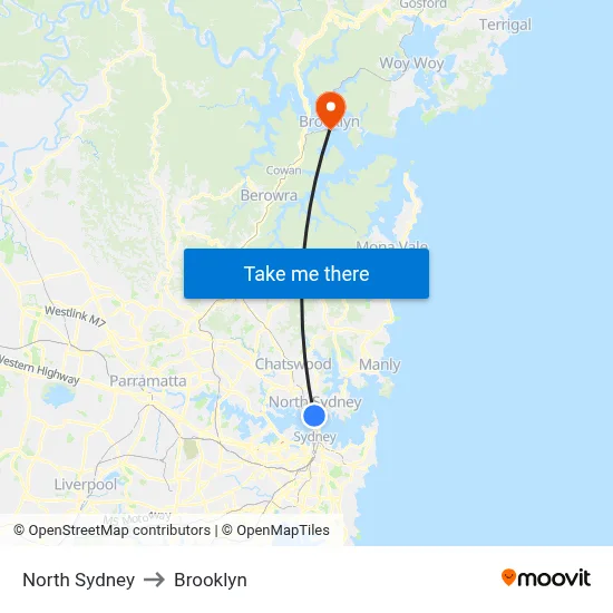 North Sydney to Brooklyn map