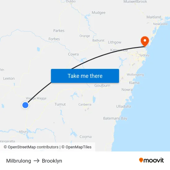 Milbrulong to Brooklyn map