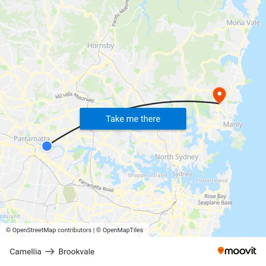 Camellia to Brookvale map