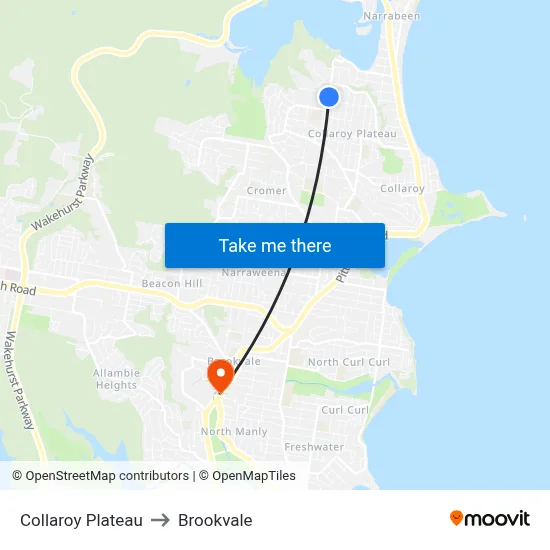 Collaroy Plateau to Brookvale map