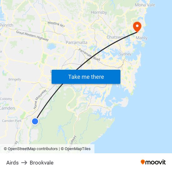 Airds to Brookvale map