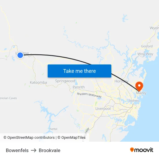 Bowenfels to Brookvale map