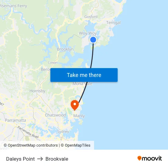 Daleys Point to Brookvale map