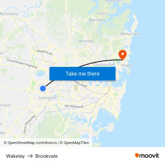 Wakeley to Brookvale map