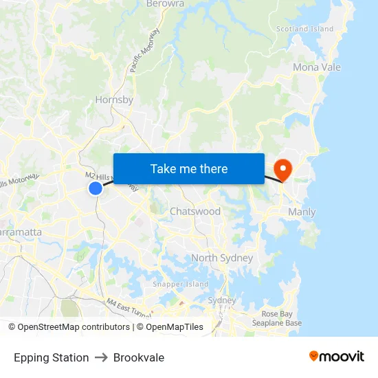 Epping Station to Brookvale map
