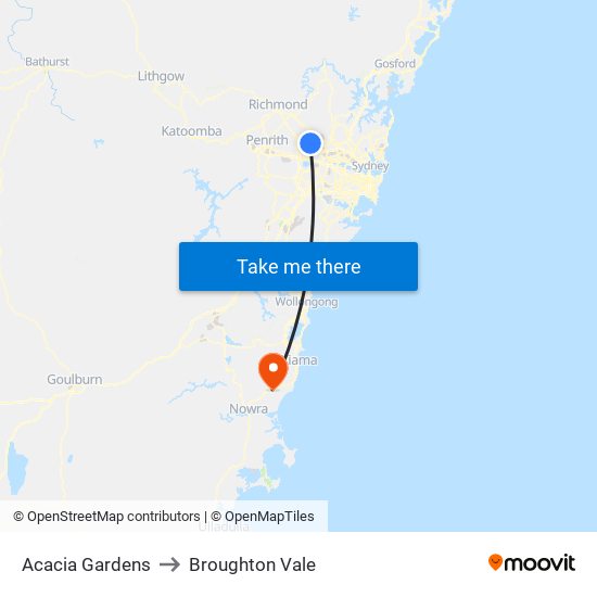 Acacia Gardens to Broughton Vale map