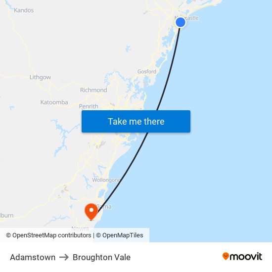 Adamstown to Broughton Vale map