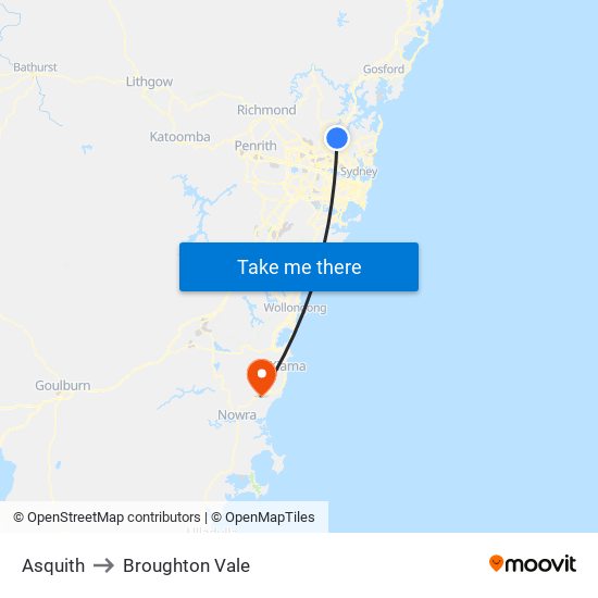 Asquith to Broughton Vale map