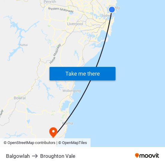 Balgowlah to Broughton Vale map