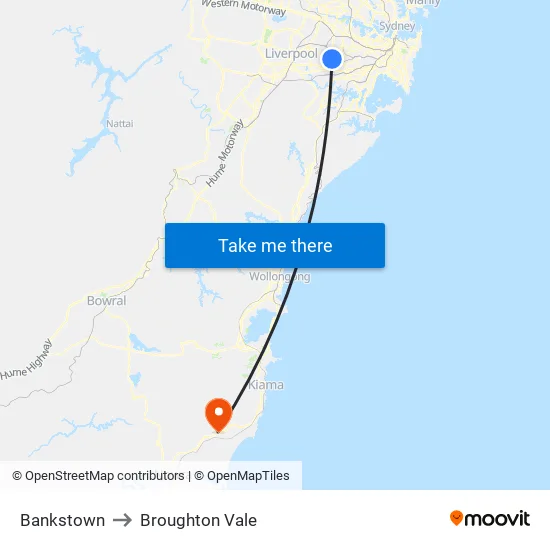 Bankstown to Broughton Vale map