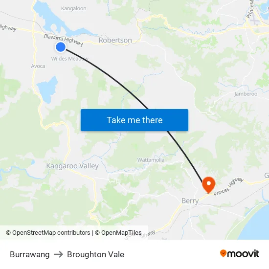 Burrawang to Broughton Vale map