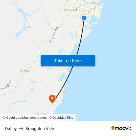 Oatley to Broughton Vale map