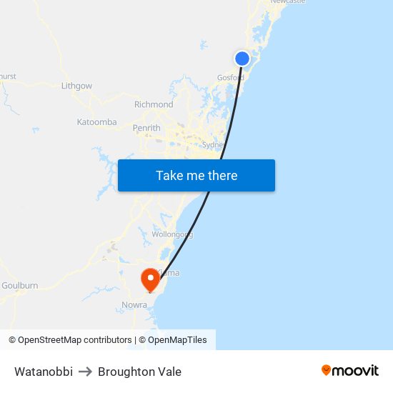 Watanobbi to Broughton Vale map