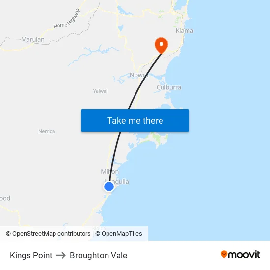 Kings Point to Broughton Vale map