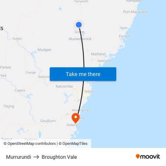 Murrurundi to Broughton Vale map