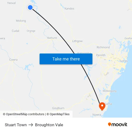 Stuart Town to Broughton Vale map